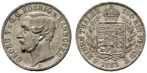 1/6 Thaler Royaume de Hanovre (1814 - 1866) Argent Georges V de Hanovre (1819 - 1878)