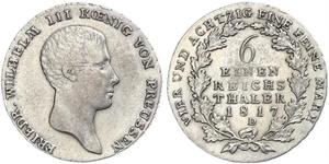 1/6 Thaler Royaume de Prusse (1701-1918) Argent Frédéric-Guillaume III de Prusse (1770 -1840)