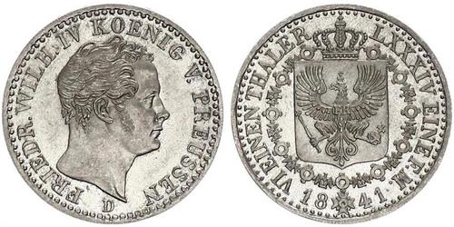 1/6 Thaler Royaume de Prusse (1701-1918) Argent Frédéric-Guillaume IV de Prusse (1795 - 1861)