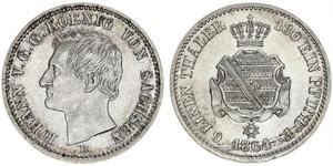 1/6 Thaler Royaume de Saxe (1806 - 1918) Argent Jean Ier de Saxe (1801-1873)