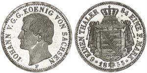 1/6 Thaler Royaume de Saxe (1806 - 1918) Argent Jean Ier de Saxe (1801-1873)