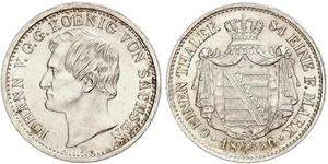 1/6 Thaler Royaume de Saxe (1806 - 1918) Argent Jean Ier de Saxe (1801-1873)