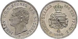 1/6 Thaler Royaume de Saxe (1806 - 1918) Argent Jean Ier de Saxe (1801-1873)