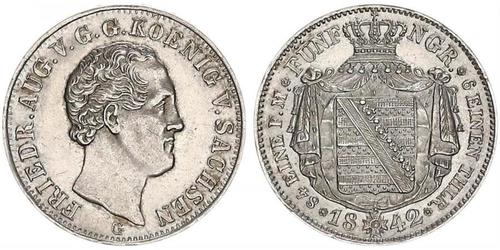 1/6 Thaler Royaume de Saxe (1806 - 1918) Argent Frédéric-Auguste II de Saxe