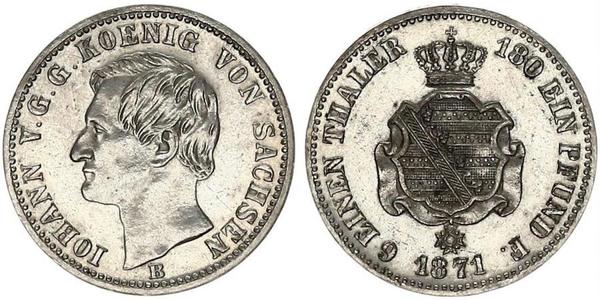 1/6 Thaler Royaume de Saxe (1806 - 1918) Argent Jean Ier de Saxe (1801-1873)