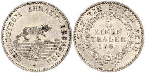 1/6 Thaler Anhalt-Bernburg (1603 - 1863) Argento Alessandro Carlo di Anhalt-Bernburg(1805 – 1863)