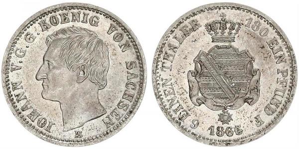 1/6 Thaler Regno di Sassonia (1806 - 1918) Argento Giovanni di Sassonia