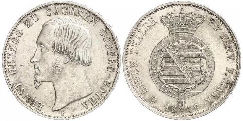 1/6 Thaler Sassonia-Coburgo-Gotha (1826-1920) Argento Ernesto II di Sassonia-Coburgo-Gotha