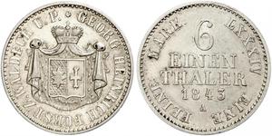 1/6 Thaler Waldeck e Pyrmont (1180 - 1918) Argento Giorgio II di Waldeck e Pyrmont