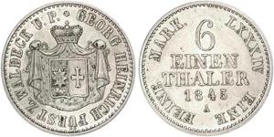 1/6 Thaler Waldeck e Pyrmont (1180 - 1918) Argento Giorgio II di Waldeck e Pyrmont