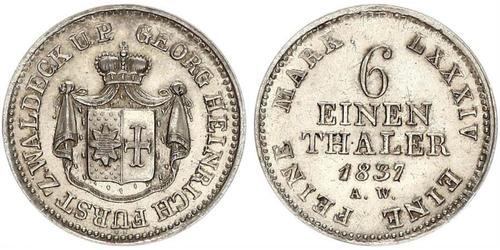 1/6 Thaler Waldeck e Pyrmont (1180 - 1918) Argento Giorgio II di Waldeck e Pyrmont