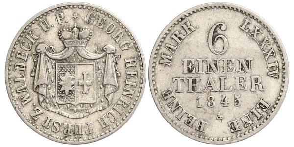 1/6 Thaler Waldeck e Pyrmont (1180 - 1918) Argento Giorgio II di Waldeck e Pyrmont