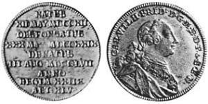 1/6 Thaler Principado de Ansbach (1398–1792) Plata Charles William Frederick, Margrave of Brandenburg-Ansbach (1712 – 1757)