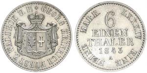 1/6 Thaler Principado de Waldeck (1180 - 1918) Plata Jorge II de Waldeck-Pyrmont