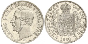 1/6 Thaler Reino de Hannover (1814 - 1866) Plata Jorge V de Hannover (1819 - 1878)