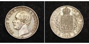 1/6 Thaler Reino de Hannover (1814 - 1866) Plata Jorge V de Hannover (1819 - 1878)