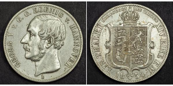 1/6 Thaler Reino de Hannover (1814 - 1866) Plata Jorge V de Hannover (1819 - 1878)