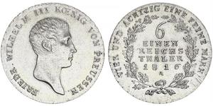 1/6 Thaler Reino de Prusia (1701-1918) Plata Federico Guillermo III de Prusia (1770 -1840)
