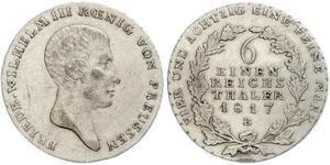1/6 Thaler Reino de Prusia (1701-1918) Plata Federico Guillermo III de Prusia (1770 -1840)
