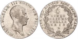 1/6 Thaler Reino de Prusia (1701-1918) Plata Federico Guillermo III de Prusia (1770 -1840)