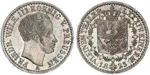 1/6 Thaler Reino de Prusia (1701-1918) Plata Federico Guillermo III de Prusia (1770 -1840)