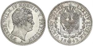 1/6 Thaler Reino de Prusia (1701-1918) Plata Federico Guillermo IV de Prusia (1795 - 1861)