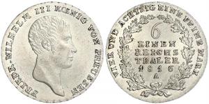 1/6 Thaler Reino de Prusia (1701-1918) Plata Federico Guillermo III de Prusia (1770 -1840)