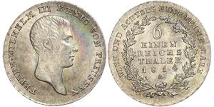 1/6 Thaler Reino de Prusia (1701-1918) Plata Federico Guillermo III de Prusia (1770 -1840)