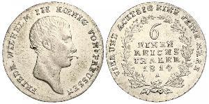 1/6 Thaler Reino de Prusia (1701-1918) Plata Federico Guillermo III de Prusia (1770 -1840)