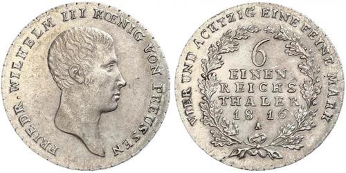 1/6 Thaler Reino de Prusia (1701-1918) Plata Federico Guillermo III de Prusia (1770 -1840)