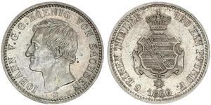 1/6 Thaler Reino de Sajonia (1806 - 1918) Plata Juan I de Sajonia