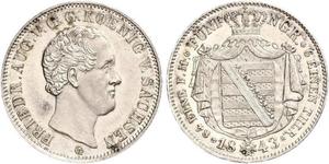 1/6 Thaler Reino de Sajonia (1806 - 1918) Plata Federico Augusto II de Sajonia