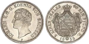 1/6 Thaler Reino de Sajonia (1806 - 1918) Plata Juan I de Sajonia