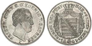 1/6 Thaler Reino de Sajonia (1806 - 1918) Plata Federico Augusto II de Sajonia