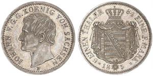 1/6 Thaler Reino de Sajonia (1806 - 1918) Plata Juan I de Sajonia