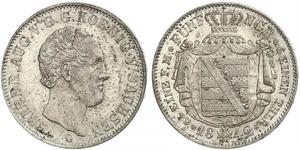 1/6 Thaler Reino de Sajonia (1806 - 1918) Plata Federico Augusto II de Sajonia