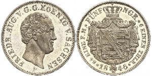 1/6 Thaler Reino de Sajonia (1806 - 1918) Plata Federico Augusto II de Sajonia