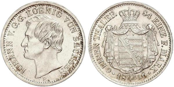 1/6 Thaler Reino de Sajonia (1806 - 1918) Plata Juan I de Sajonia