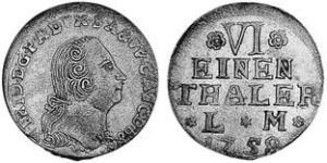 1/6 Thaler Anhalt-Bernburg (1603 - 1863) Silber Viktor II. Friedrich (Anhalt-Bernburg)(1700 – 1765)