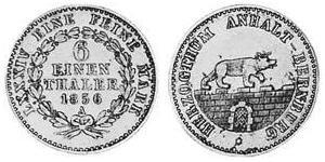 1/6 Thaler Anhalt-Bernburg (1603 - 1863) Silber Alexander Carl ,Anhalt-Bernburg (1805 – 1863)