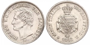 1/6 Thaler Königreich Sachsen (1806 - 1918) Silber Johann (Sachsen)