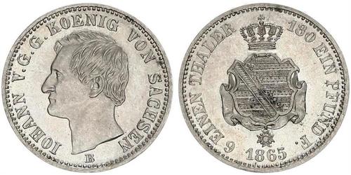 1/6 Thaler Königreich Sachsen (1806 - 1918) Silber Johann (Sachsen)