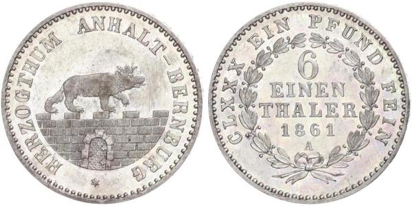 1/6 Thaler Anhalt-Bernburg (1603 - 1863) Silver Alexander Karl, Duke of Anhalt-Bernburg (1805 – 1863)