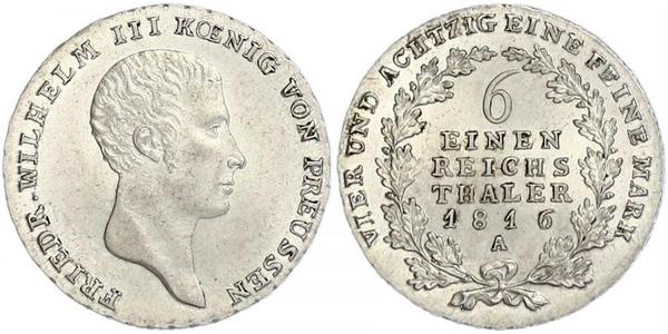 1/6 Thaler Kingdom of Prussia (1701-1918) Silver Frederick William III of Prussia (1770 -1840)