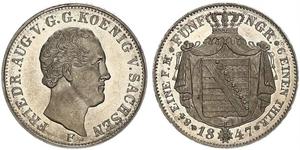 1/6 Thaler Kingdom of Saxony (1806 - 1918) Silver Frederick Augustus II of Saxony