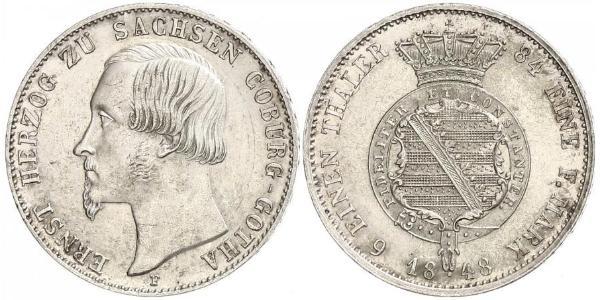 1/6 Thaler Saxe-Coburg and Gotha (1826-1920) Silver Ernest II, Duke of Saxe-Coburg and Gotha