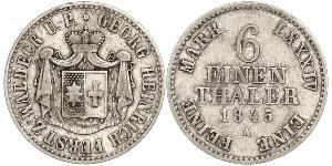 1/6 Thaler Waldeck (state) (1180 - 1918) Silver George II, Prince of Waldeck and Pyrmont