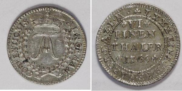 1/6 Thaler Principality of Anhalt-Zerbst (1544 - 1796) 銀 Frederick Augustus, Prince of Anhalt-Zerbst (1734 – 1793)