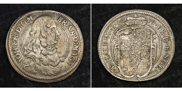 1/6 Thaler Principality of Ansbach (1398–1792) 銀 John Frederick, Margrave of Brandenburg-Ansbach (1654 – 1686)