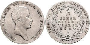 1/6 Thaler 普魯士王國 (1701 - 1918) 銀 腓特烈·威廉三世 (1770 -1840)